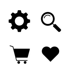 Set of Four Basic E commerce Icons in Black and White