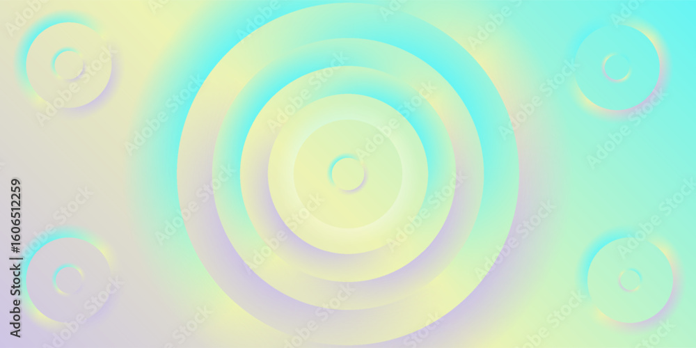 Poster abstract art featuring concentric circles with pastel gradient colors creating a soft, calming visua