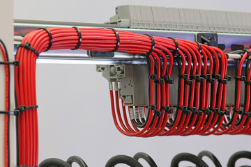 View from the back of the electrical panel. Connection of electronic modules using copper...