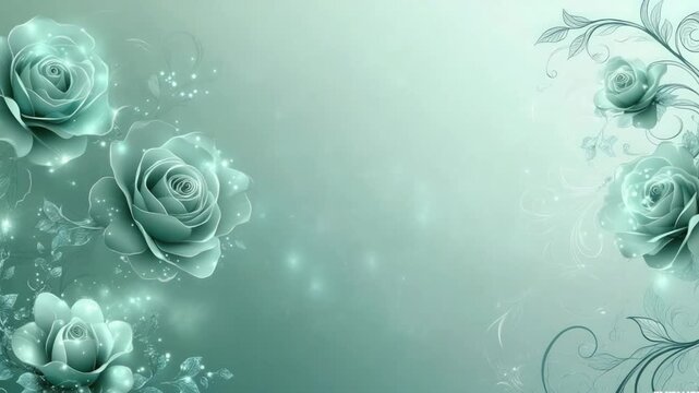 "Elegant Mint Green Glowing Roses &ndash; Fantasy Floral Digital Art Background"

