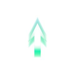 Glossy green upward arrow icon on transparent background
