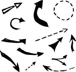 stylized arrows of various shapes and sizes for decoration and decoration, infographics, vector
