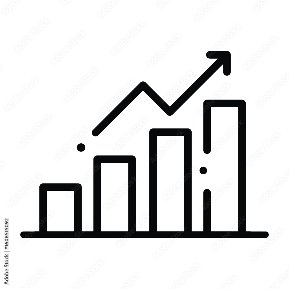 Poster a bar graph with an upward trending arrow