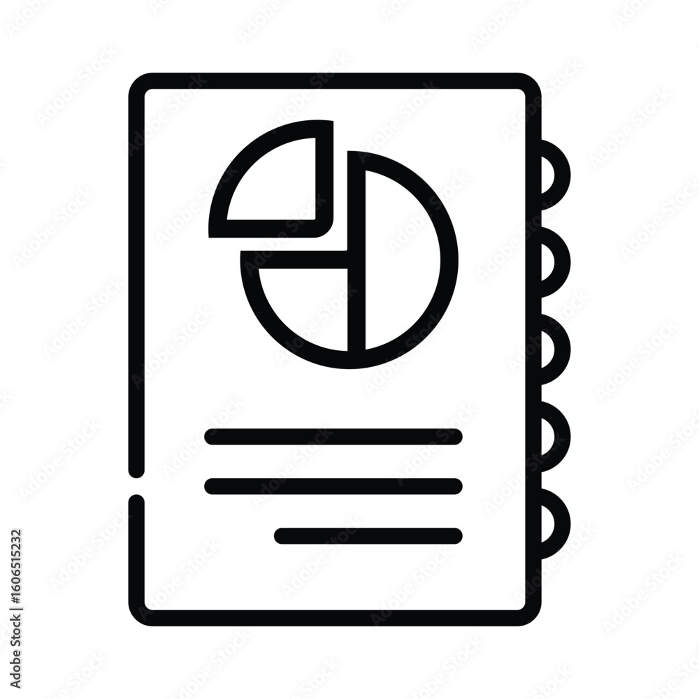 Poster a notebook shows a pie chart and lines of text it has a ring binder