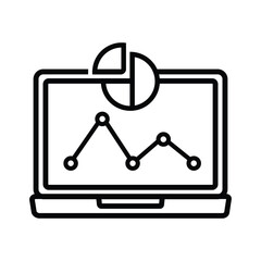 Laptop with line  pie graph on screen