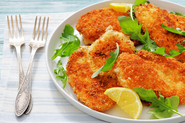 crispy parmesan crusted chicken cutlets, top view