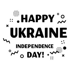 Obraz premium Happy Ukraine Independence Day graphic design. Bold text, decorative shapes and dots, and no people, in a simple graphic design layout.