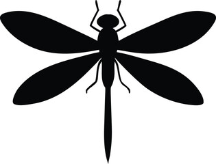 insect, dragonfly, black silhouette, minimalist, vector art, simple, graphic design
