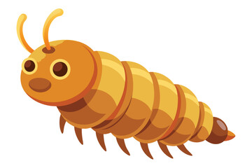 Adorable Cartoon Caterpillar with Orange and Yellow Segments and Antennae