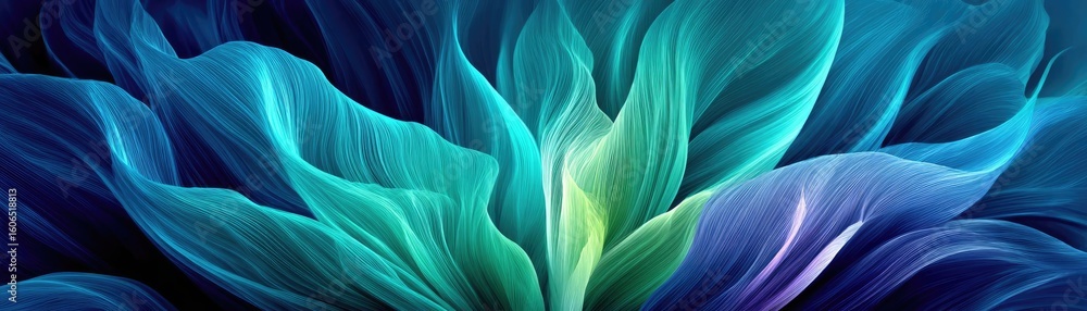 Poster iris cascade in minimal movement concept. vibrant abstract floral design with flowing colors and sha