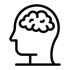 Outline of a head in profile containing a brainshaped mass atop a horizontal line