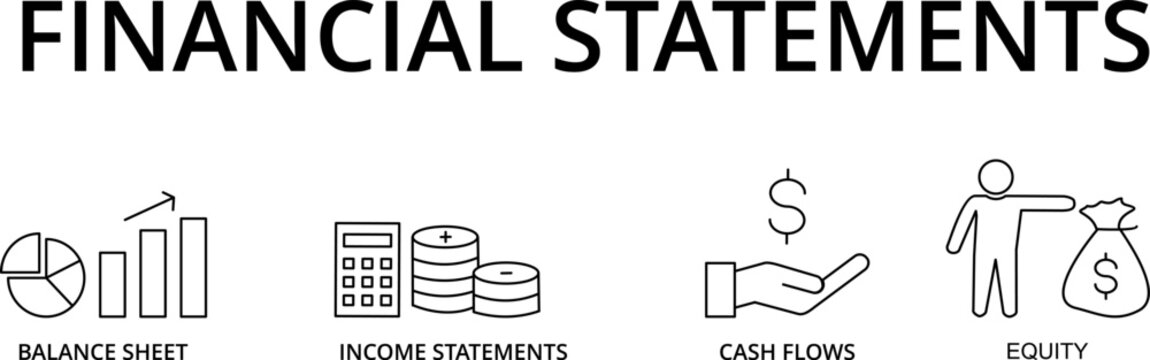 Banner financial statements concept vector illustration