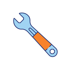 Blue and Orange Open-Ended Wrench Tool with Hexagonal End