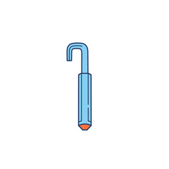 Blue high-frequency glass electrode with curved hook and orange tip, flat illustration style.