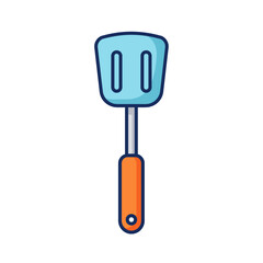 Blue and Orange Kitchen Spatula with Two Slits, Cooking Utensil