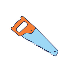 Colorful Hand Saw Illustration with Orange Handle and Blue Blade