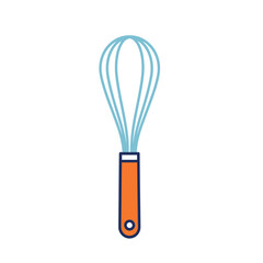Colorful Whisk Illustration: Orange Handle and Blue Wires, Kitchen Utensil.