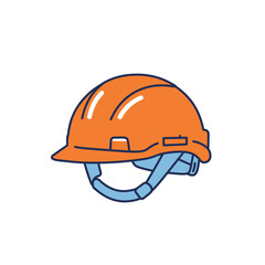 Fototapeta premium Orange construction safety helmet with a blue chin strap, illustrated in a simple line art style.