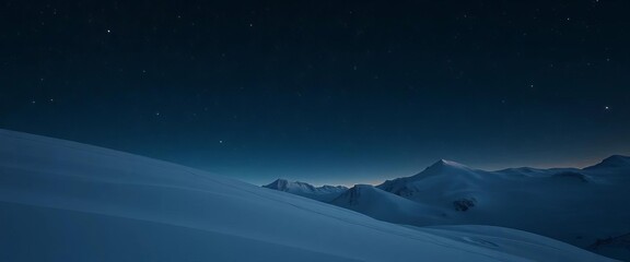 Snowy landscape at night, stars glittering in black sky,  snowscape,  space