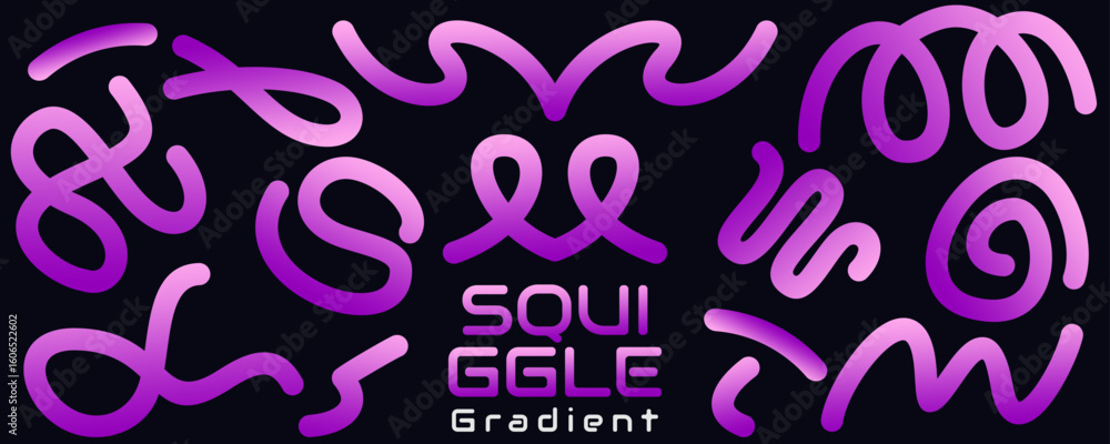 Fototapete abstract squiggle gradient design with backdrop black, dynamic motion-inspired forms create a vibran