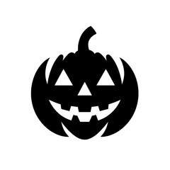 Minimalist Black Silhouette of a Jack-o'-Lantern Pumpkin Halloween Clipart Design