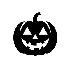 Minimalist Black Silhouette of a Jack-o'-Lantern Pumpkin Halloween Clipart Design