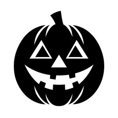 Minimalist Black Silhouette of a Jack-o'-Lantern Pumpkin Halloween Clipart Design