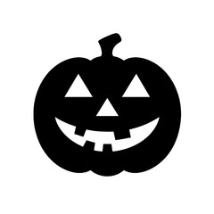 Minimalist Black Silhouette of a Jack-o'-Lantern Pumpkin Halloween Clipart Design