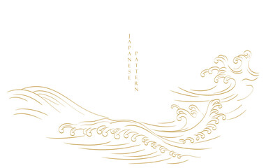 Japanese background with line ocean sea pattern vector. Abstract template with geometric wave pattern. Mountain layout design in oriental style