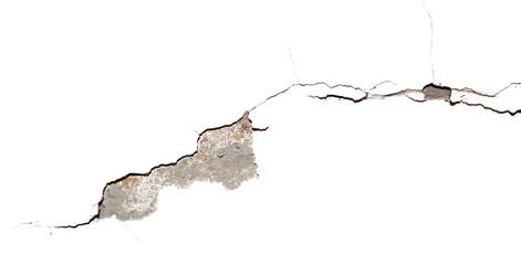 Large peeled plaster with spreading cracks isolated transparent background PNG