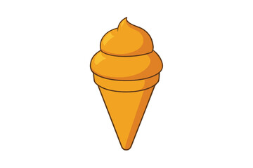 Glossy 3d orange sorbet in a cone