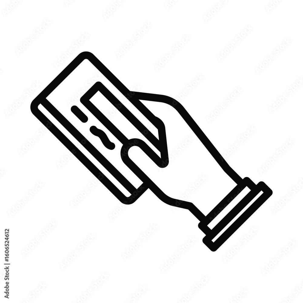 Aufkleber a hand holds a rectangular object with liquid streaks on its surface