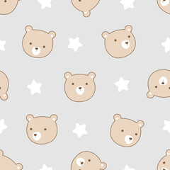 Bear and star seamless pattern. Design for wallpaper, wrapping paper, scrapbook, textile fabric fabric design etc.