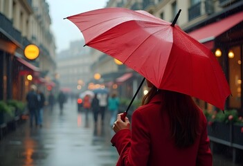 woman walking in the rain