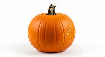 Obraz premium Single pumpkin against a white background.