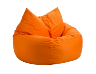 Modern orange bean bag isolated