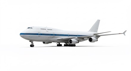 Fototapeta premium 白い巨大旅客機 静かに滑走路に佇む 鮮明な描写. AI Generated