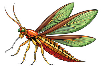 Striking Insect Artwork A Colorful and Detailed Illustration of a Winged Bug with Intricate Patterns and Unique Design Elements