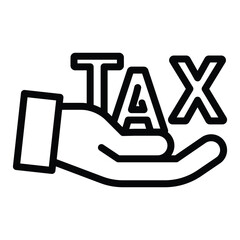 Line drawing of a hand holding letters that spell TAX