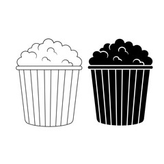 Outline and silhouette Icon Popcorn Vector