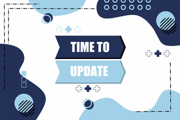 Vector banner. Megaphone with time to update speech bubble. Loudspeaker. Banner for business, marketing. Banner design vector illustration.
