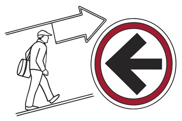 Left handed symbol illustration with white background
