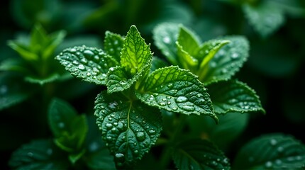 mint leaves in the garden