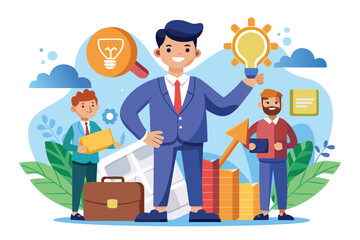 Obraz premium Business development team working together to create innovative strategies and solutions in a vibrant, engaging office environment