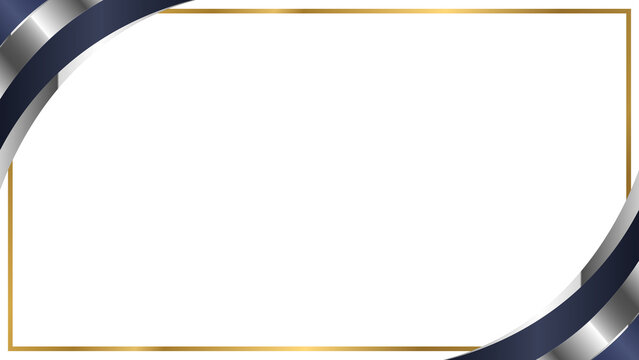 Elegant Dark Blue, Silver, and Gold Abstract Border Frame Design