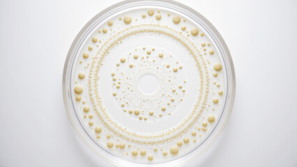 Stylized molecular virus representations in vivid colors displayed against white surface for educational visualization