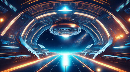 This captivating spaceship background showcasing advanced technology