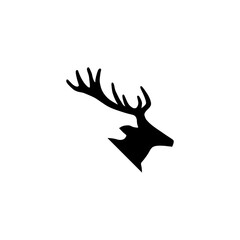 Single color deer head silhouette icon for nature-based use, Vector illustration of a deer head isolated on a white background