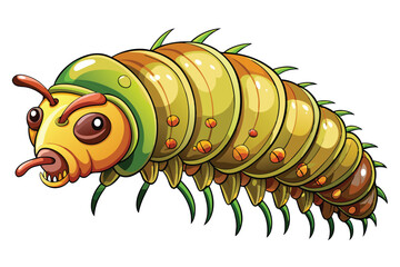 Detailed Cartoon Caterpillar Illustration A Segmented Body with Thorns and Legs a Mischievous Expression and Bright Coloring