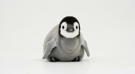 愛らしいペンギン雛、柔らかな光に包まれ静かに佇む. AI Generated